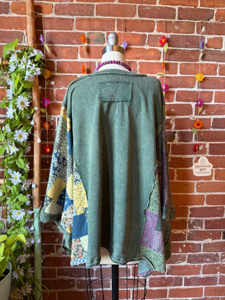 OOAK Autumn Collection - Upcycled Peace Patch Patchwork Poncho Style Top