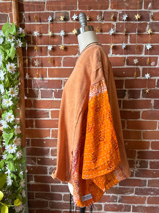 OOAK Autumn Collection - Upcycled Flower Patchwork Trapeze Style Bell Sleeve Kantha Top 🌼