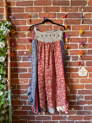 Coffee In The Morning Kantha Ruffle Wide Leg Lounge Pants - Fits up to 2X - Fair Trade Made
