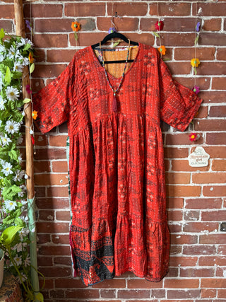 Coffee In The Morning Kantha Dress - Fits up to 3X