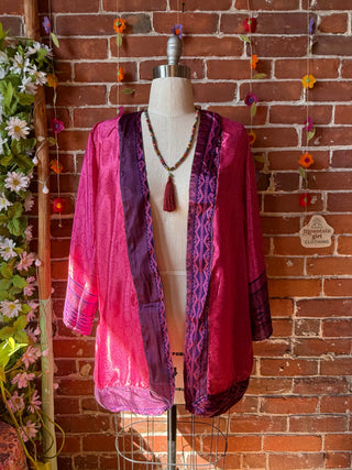 Autumn Moon Silky Flowy Kimono - Fair Trade Made - Final Sale