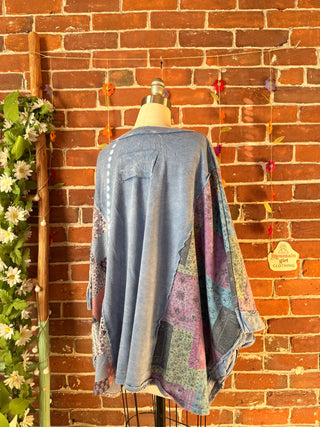 OOAK Autumn Collection - Upcycled Flower Patch Patchwork Poncho Style Top 🌼