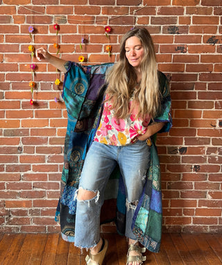 Juniper Patchwork Jacket Kimono- Jewel Tones