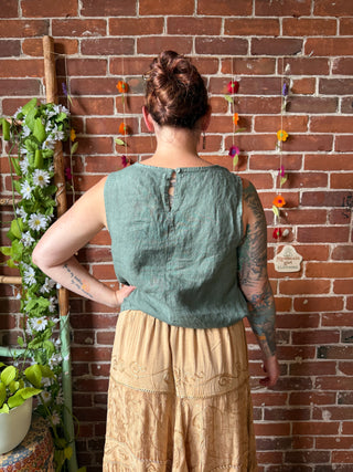 Easy Days 100% Linen Tie Front Tank Top - Made in Italy