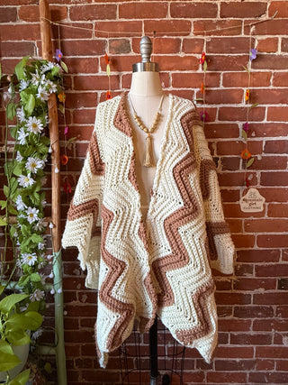 OOAK Autumn Collection- Vintage Upcycled Crochet Poncho Sweater