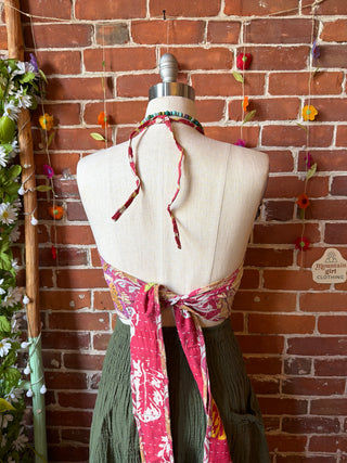 Size 14-20 In Bloom Reversible Kantha Halter Top - 100% Cotton - Fair Trade Made