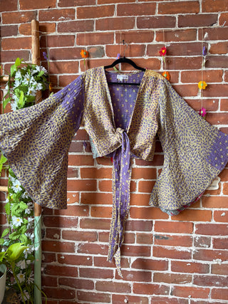 Free Size Nova Kantha Bell Sleeve Wrap Top