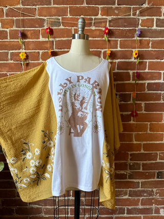 Daisy Dolly Parton Inspired Golden Yellow Embroidered Poncho