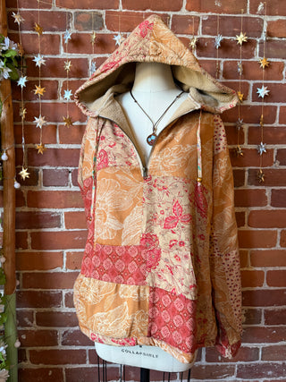 Autumn Stroll Fleece Lined Patchwork Pullover Hoodie