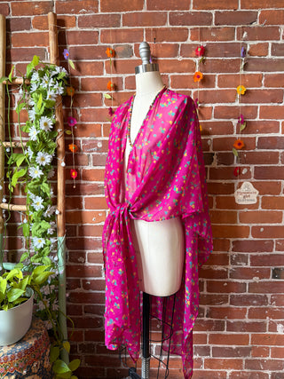 Summer Dreams 100% Silk Poncho Robe- Fair Trade Made