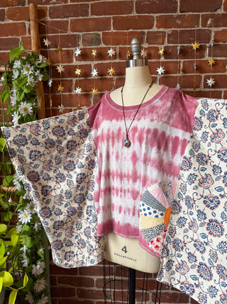 OOAK Autumn Collection - Upcycled Tie Dye Flowy Patchwork Poncho Top