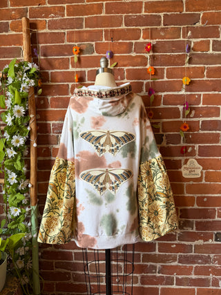 OOAK Summer Collection- Upcycled Luna Butterfly Bell Sleeve Hoodie  - Size M/L