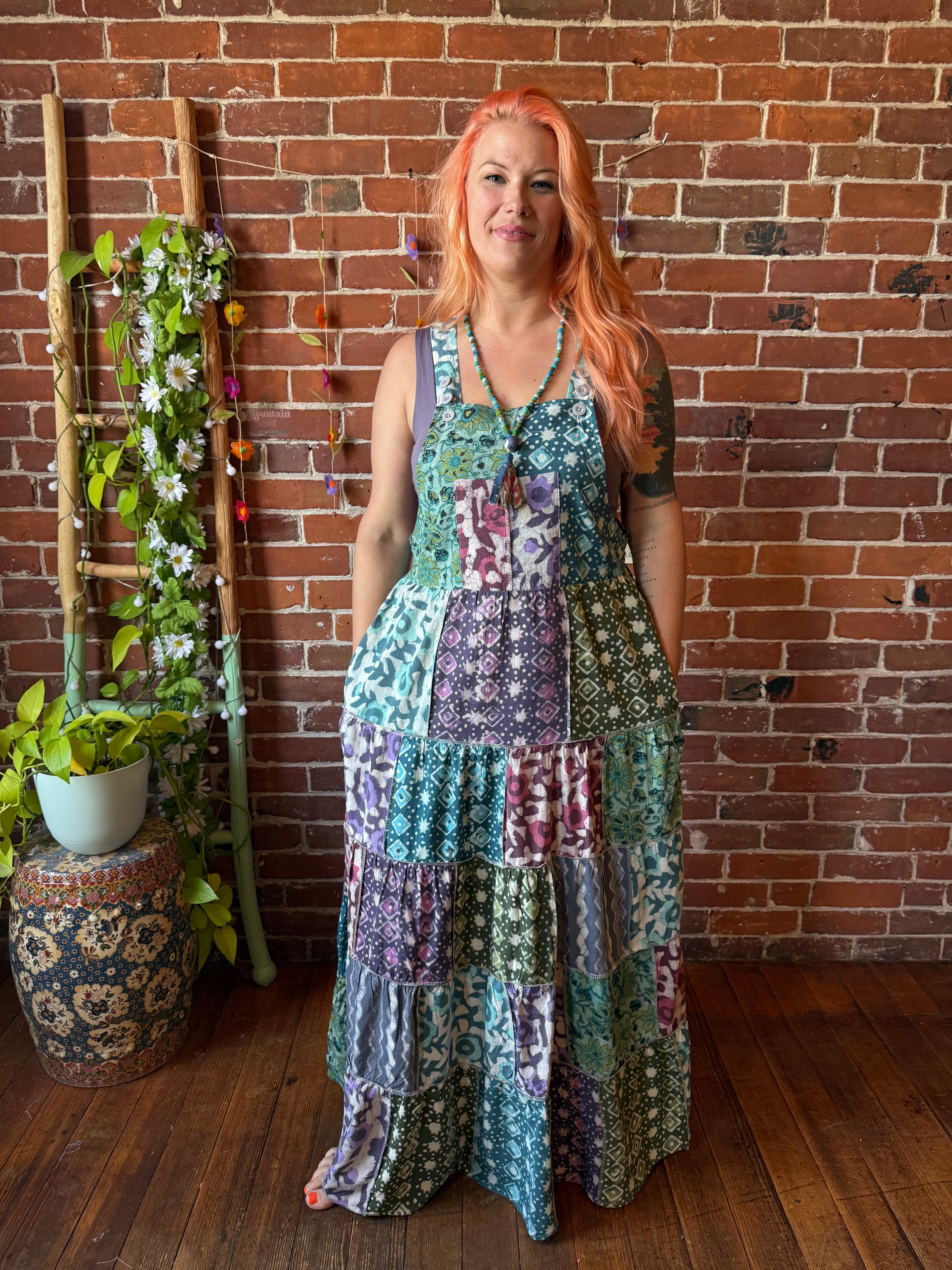 Batik Patchwork Day Dream Jumper Dress Fair Trade Made 100% Cotton S/M