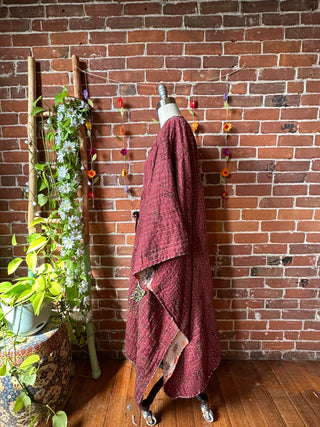 OOAK Autumn Collection-Reversible Stardust Kantha Ruana Jacket With Pockets