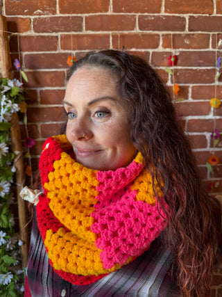 OOAK Autumn Collection- Upcycled Crochet Cowl Neck Scarf