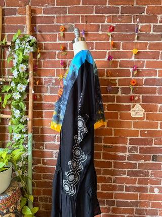 Led Zeppelin Inspired Tie Dye Hybrid Black Embroidered Hi Lo Top
