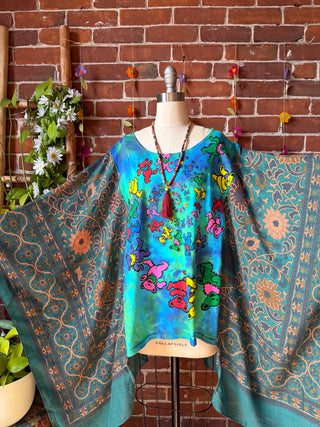 OOAK Spring Collection- Grateful Dead Inspired Boho Hi Lo Poncho Top