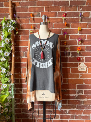 OOAK Summer Collection- Upcycled Moon Tribe Flowy Tie Dye Tunic Poncho