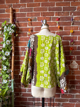 OOAK Summer Collection - Reversible Cosmic Drift Kantha Poncho Top - 2 Tops in 1