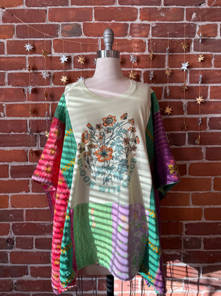 Upcycled Bloom With Grace Kantha Poncho Top