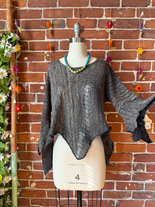 Moon Catcher Crochet Fairy Hem Bell Sleeve Cropped Top - 100% Cotton - Fair Trade Made
