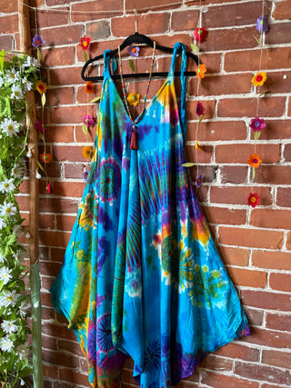 Oh So Flowy Festival Season Tie Dye Jumpsuit Fits up to 2X - Multiple Colors