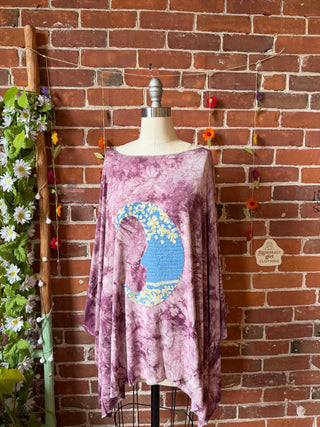 OOAK Spring Collection - Callisto Kantha Crescent Moon Tunic Poncho Top