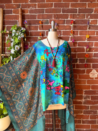OOAK Spring Collection- Grateful Dead Inspired Boho Hi Lo Poncho Top