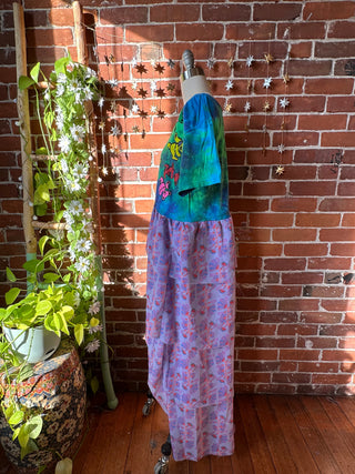 OOAK Winter Collection - Size Medium Upcycled Grateful Dead Inspired Flowy Ruffle Long Tee