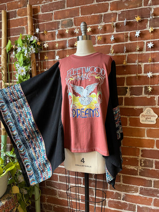 Fleetwood Mac Dove Inspired Black Embroidered Poncho