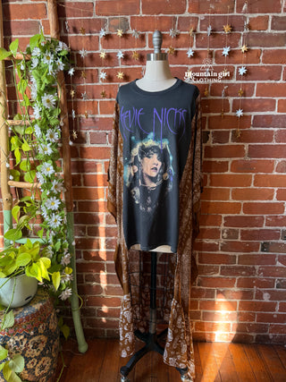 Stevie Silver Springs Hybrid Paisley Boho Print Hi Lo Poncho Top