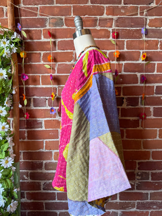 Cosmic Drift Reversible Kantha Poncho Top