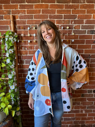 OOAK Autumn Collection - Upcycled Boho Floral Bell Sleeve Patchwork Hoodie Robe