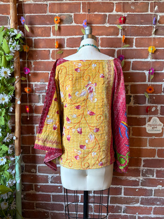 OOAK Spring Collection - Reversible Cosmic Drift Kantha Poncho Top - 2 Tops in 1