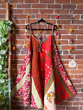 Coffee In The Morning Midi Kantha Summer Dress With Pockets - Fits up to 2X