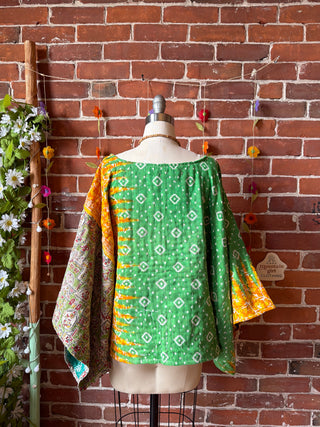 OOAK Spring Collection - Reversible Cosmic Drift Kantha Poncho Top - 2 Tops in 1!