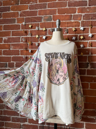 Stevie Nicks Inspired Mystical Botanical Flowy Bell Sleeve Top