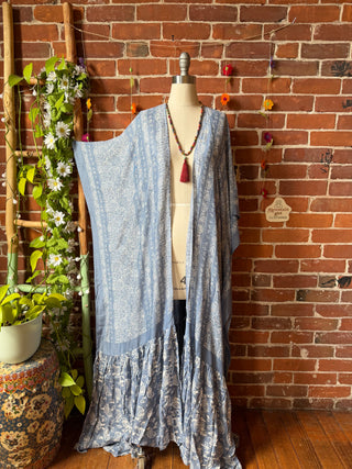 Blue Paisley Grateful Dead Skull Roses Inspired Kimono