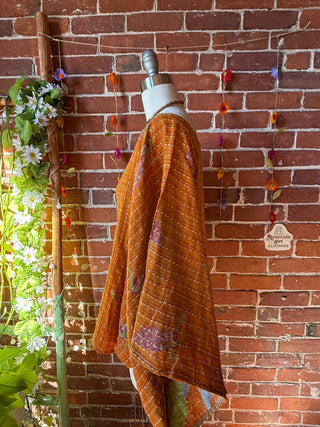 OOAK Autumn Collection - Reversible Cosmic Drift Kantha Poncho Top - 2 Tops in 1