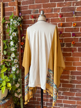 Stevie Nicks Inspired Golden Yellow Tassel Embroidered Poncho
