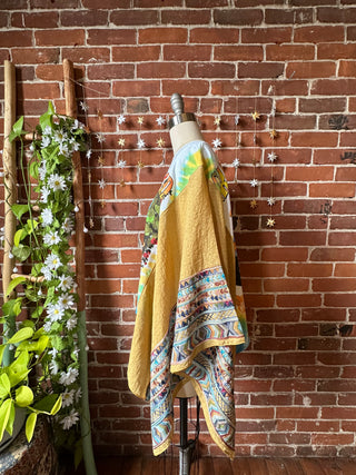 Grateful Dead Keep It Green Inspired Embroidered Poncho Top