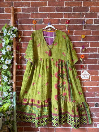 Coffee In The Morning Kantha Dress - Fits up to 3X