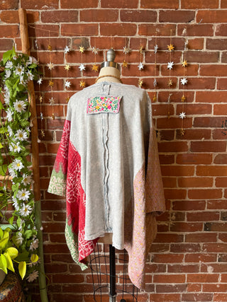 OOAK Winter Collection- Upcycled Flower Patchwork Kantha Poncho Top 🌼