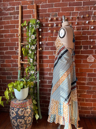 Size Small-Medium Meadow Mosaic 100% Cotton Halter Dress - Fair Trade Made