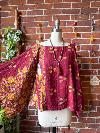 OOAK Summer Collection - Reversible Cosmic Drift Kantha Poncho Top - 2 Tops in 1