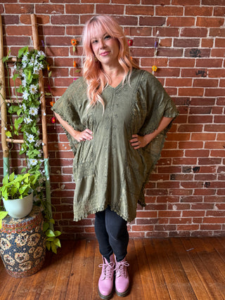 Autumn Skies Stonewashed Flowy Poncho Tunic - Multiple Colors Available- Fair Trade Made