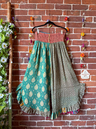 Coffee In The Morning Kantha Ruffle Wide Leg Lounge Pants - Fits up to 2X - Fair Trade Made