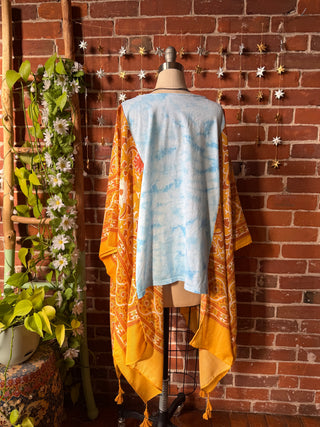 OOAK Winter Collection - Upcycled Billy Strings Boho Hi Lo Poncho Top
