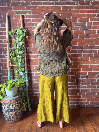 Golden Meadow 100% Cotton Gauze Cropped Pants - Fair Trade Made