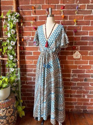 Size Small-Medium Meadow Mosaic 100% Cotton Short Sleeve Dress - Fair Trade Made
